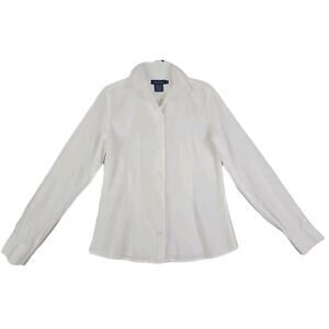 Faconnable ~Woman Size XS~ White Collared Button-Up Basic Shirt 100% Cotton.